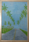 painting with palm trees and a road